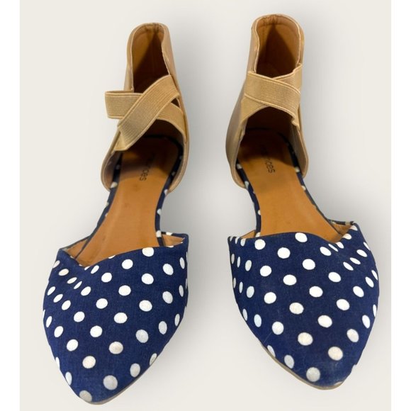 Maurices Penny Women Size 7  Navy Polka Dot Ballet Flat - Picture 4 of 12